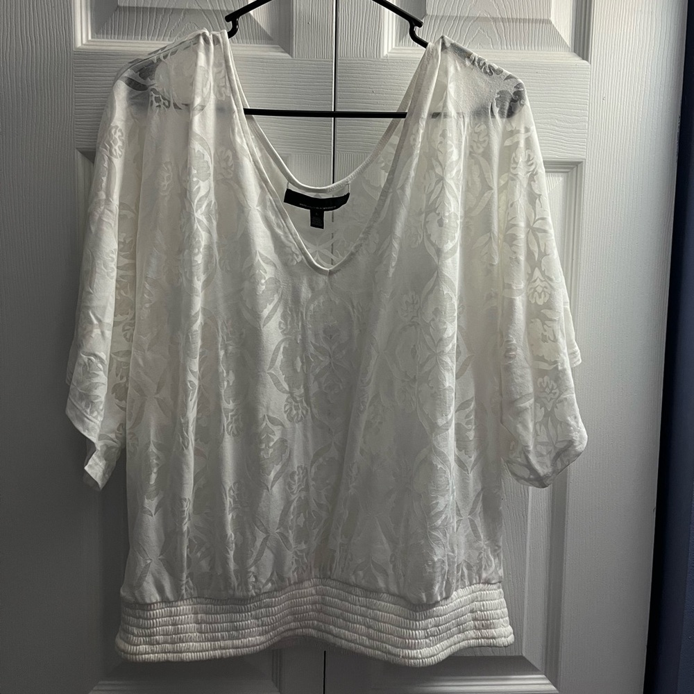 White House Black Market Sheer White Blouse